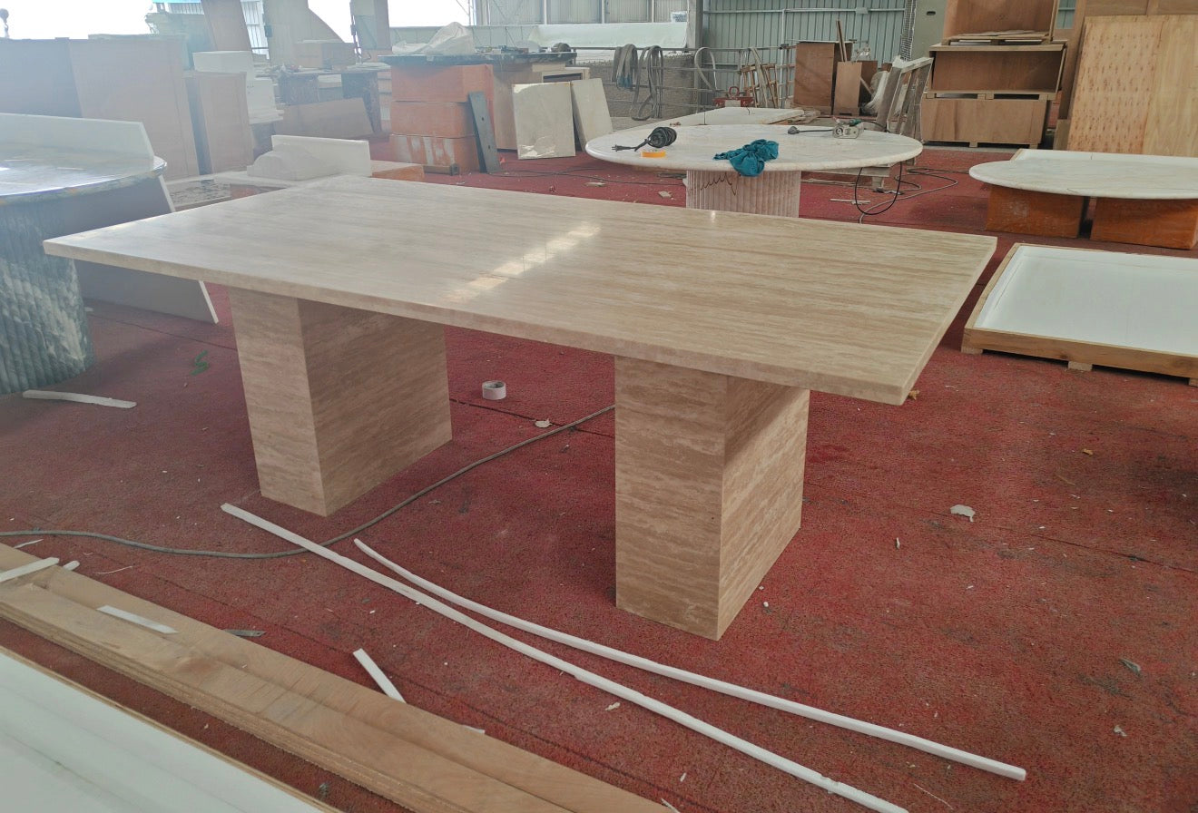 Oskar – Travertine Dining Table