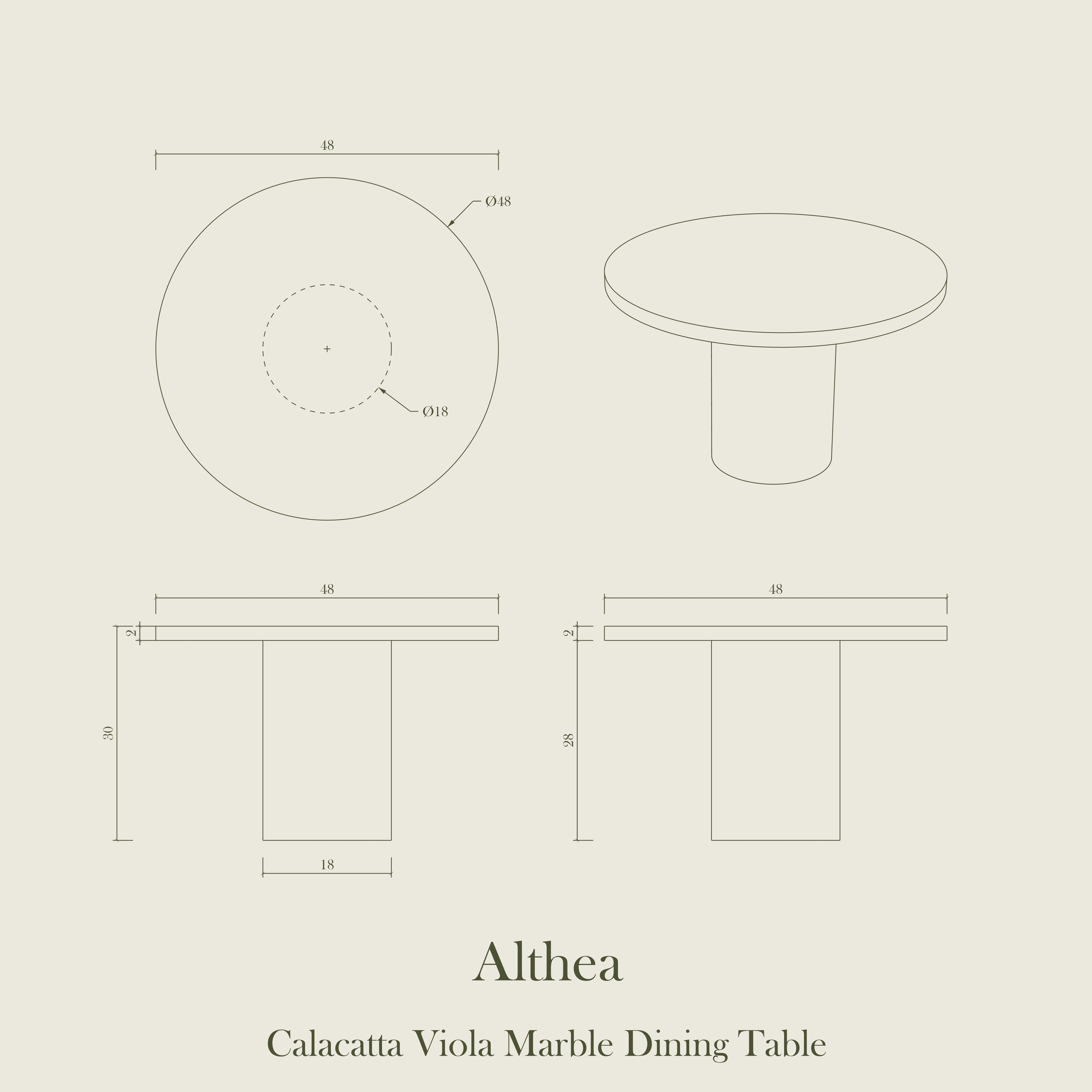 Althea, Calacatta Dining Table