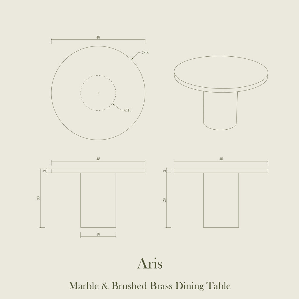 Aris — Marble & Brushed Brass Dining Table (PRE-ORDER)