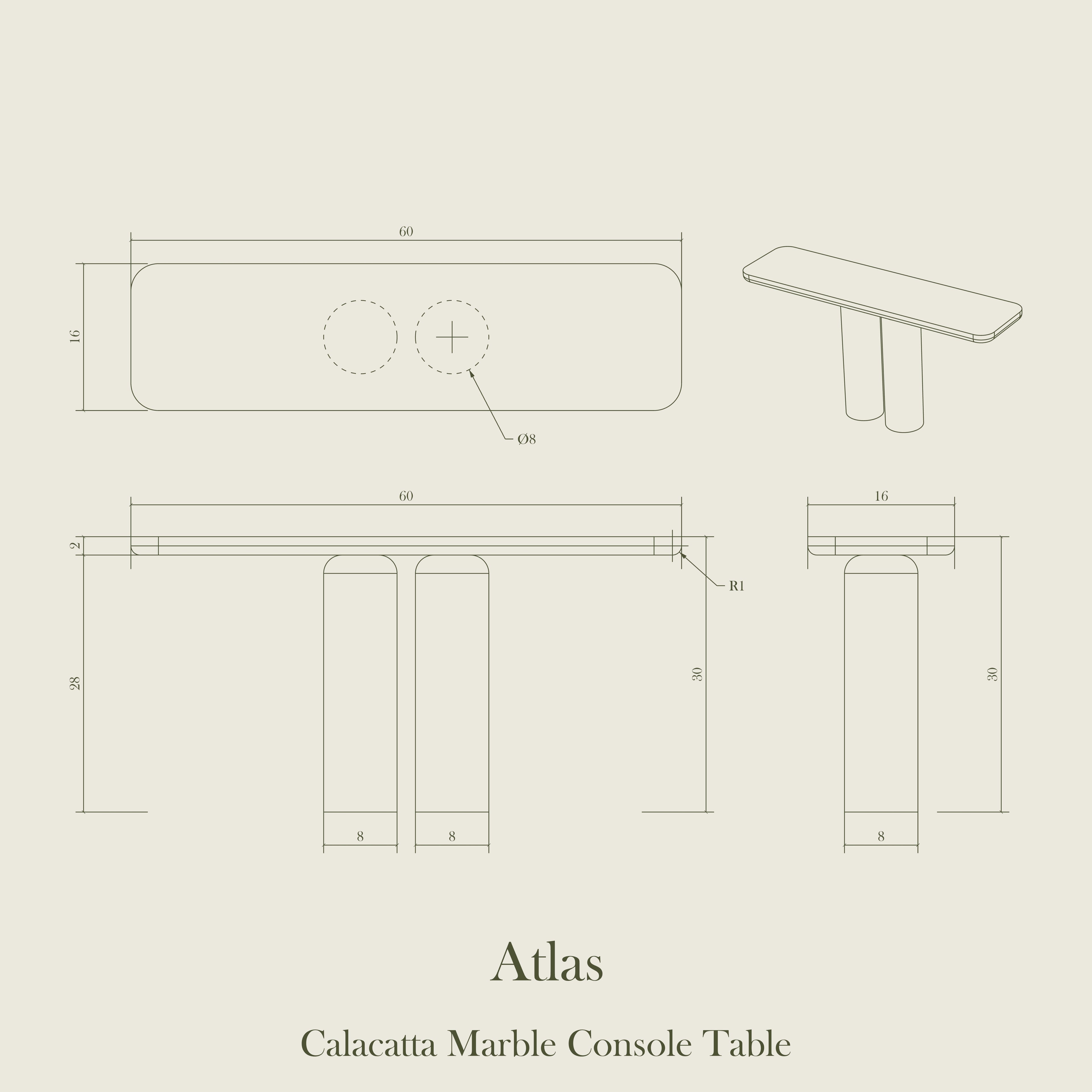Atlas — Calacatta Marble Console Table