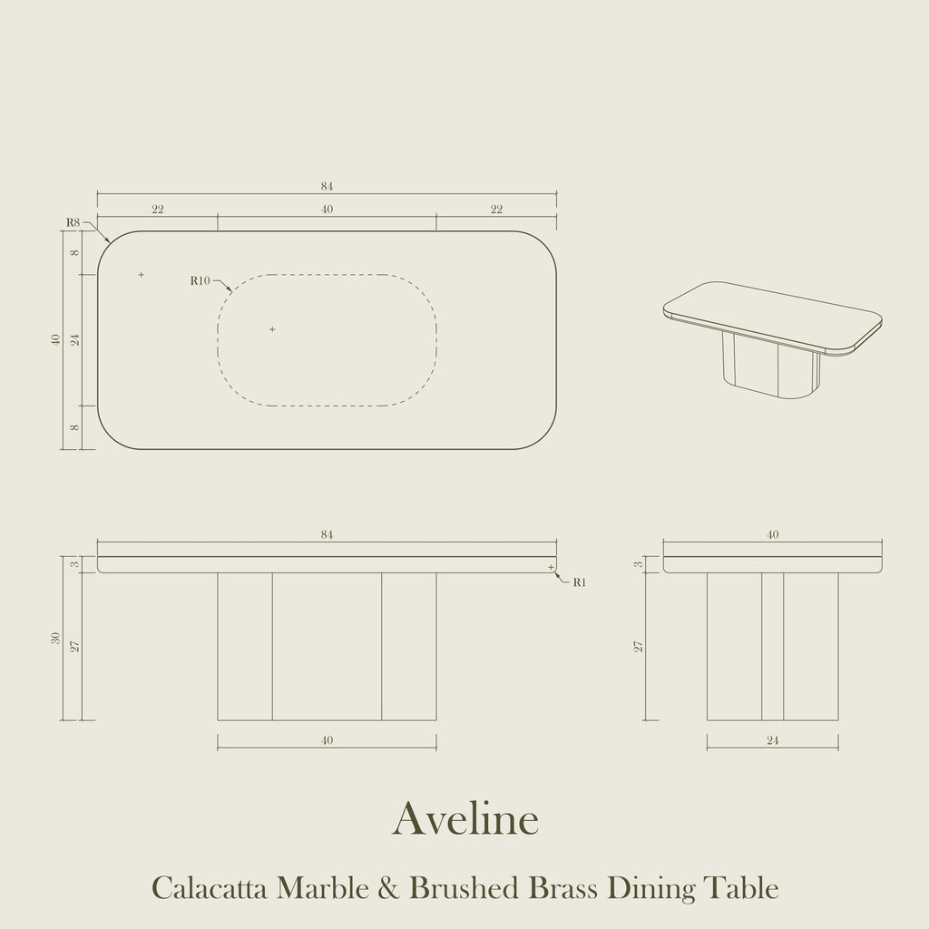 Aveline — Calacatta Marble & Brushed Brass Dining Table (PRE-ORDER)