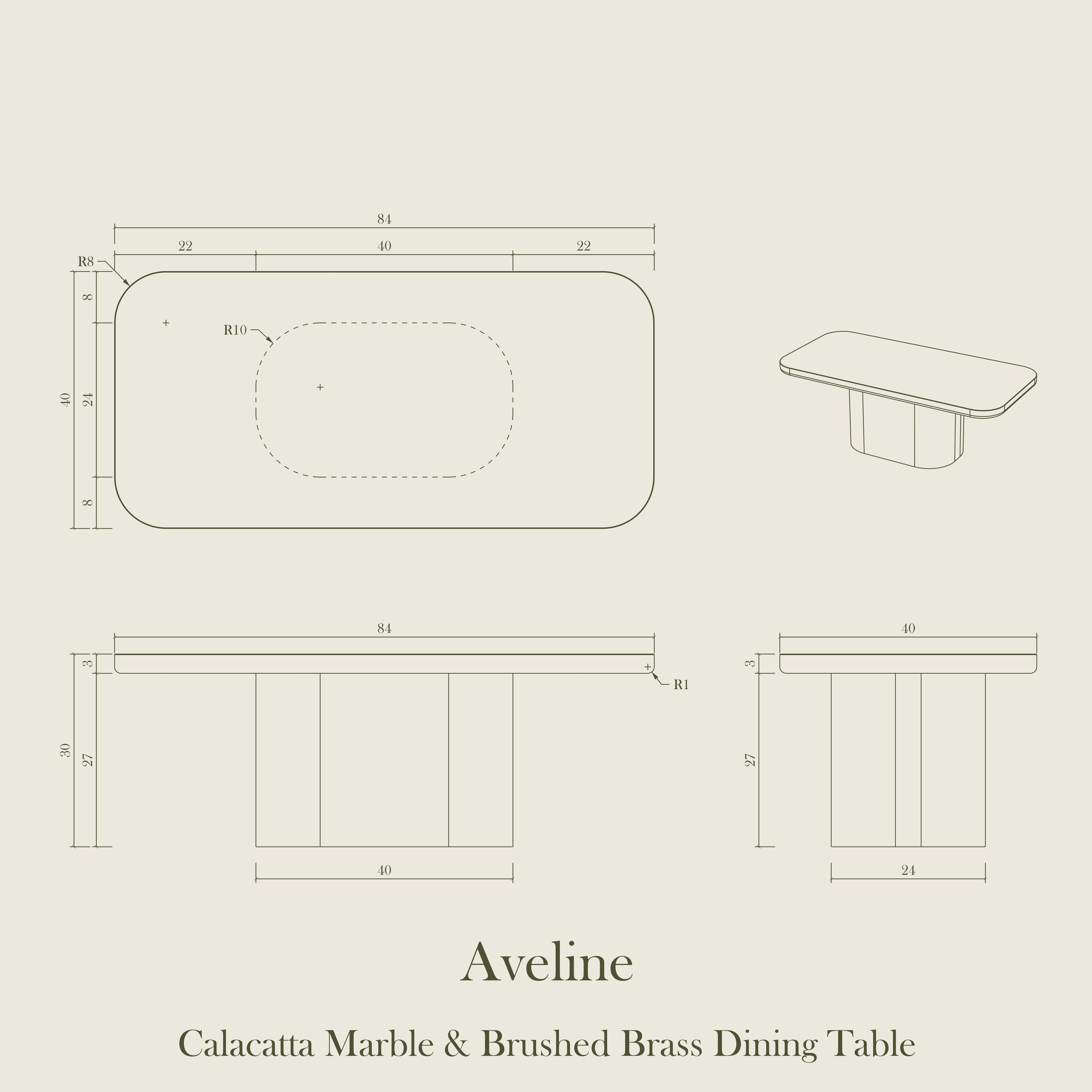 Aveline — Calacatta Marble & Brushed Brass Dining Table (PRE-ORDER)