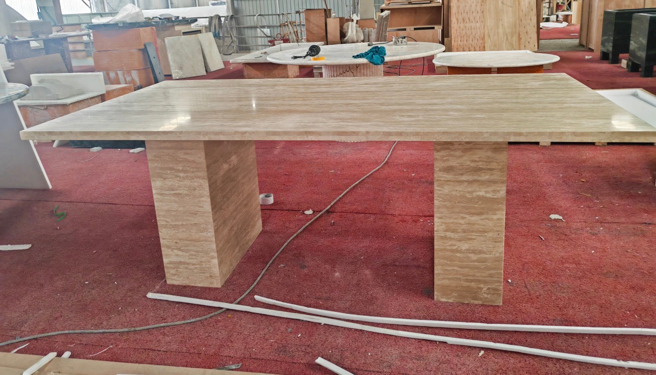 Oskar – Travertine Dining Table