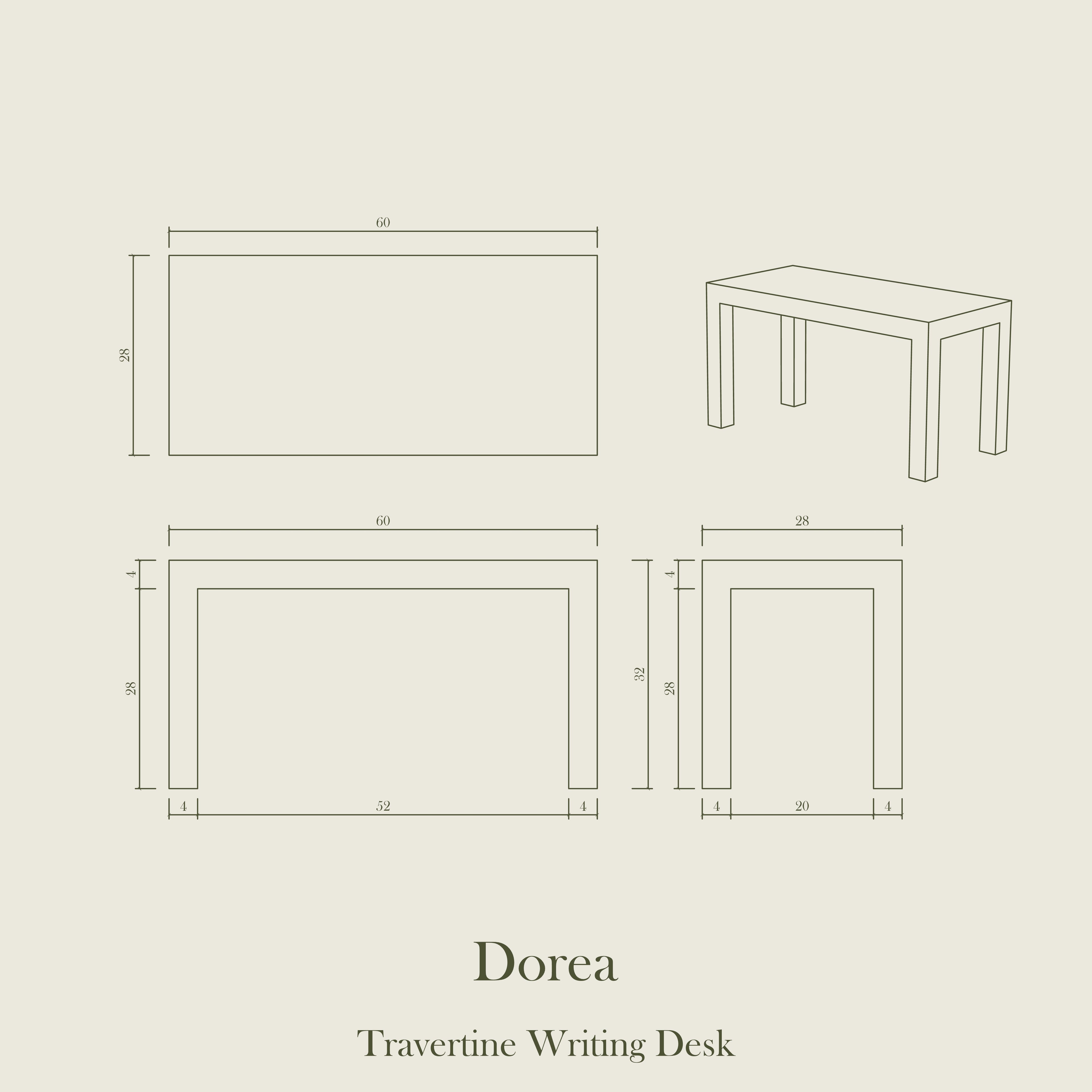 Dorea – Travertine Writing Desk