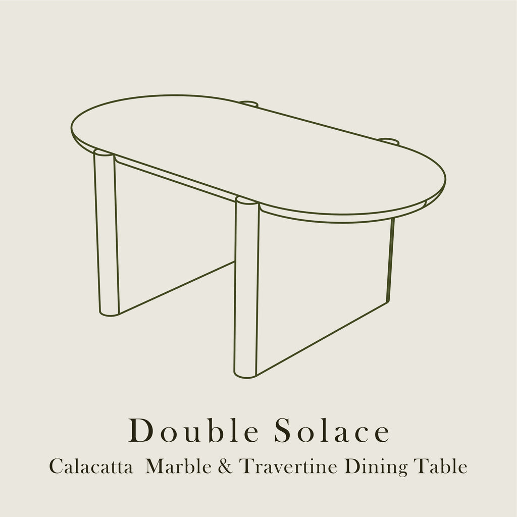 Double Solace – Calacatta Marble & Travertine Dining Table