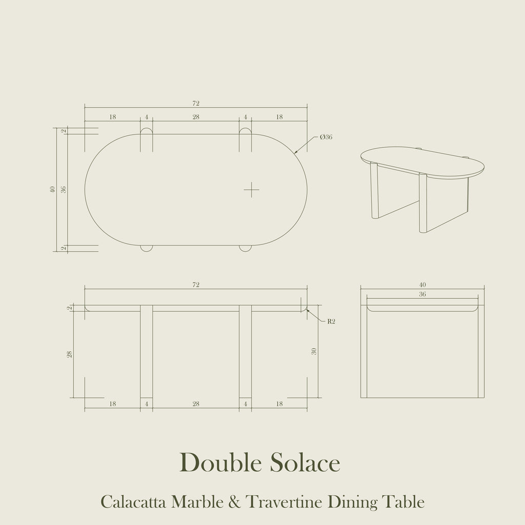 Double Solace – Calacatta Marble & Travertine Dining Table