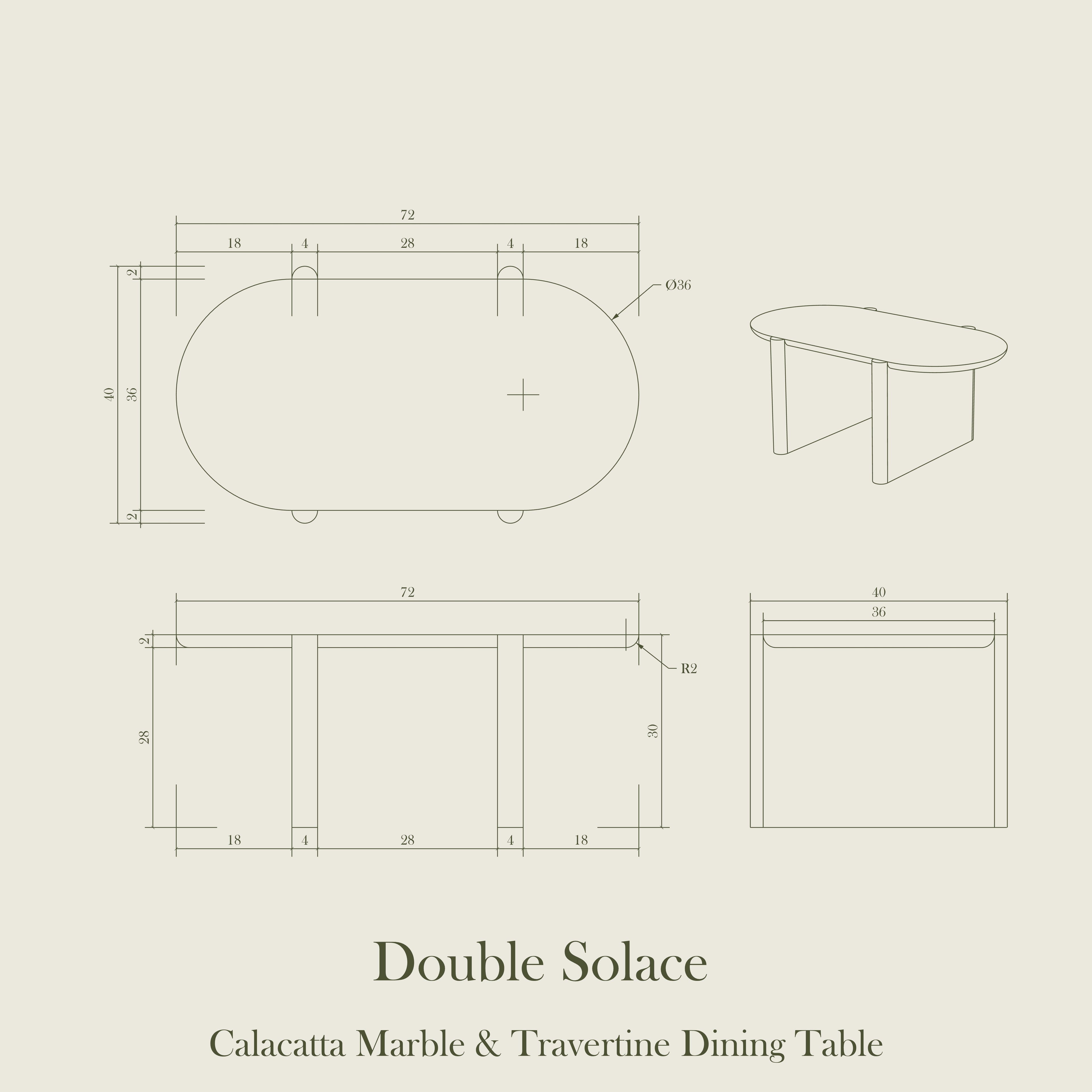 Double Solace – Calacatta Marble & Travertine Dining Table