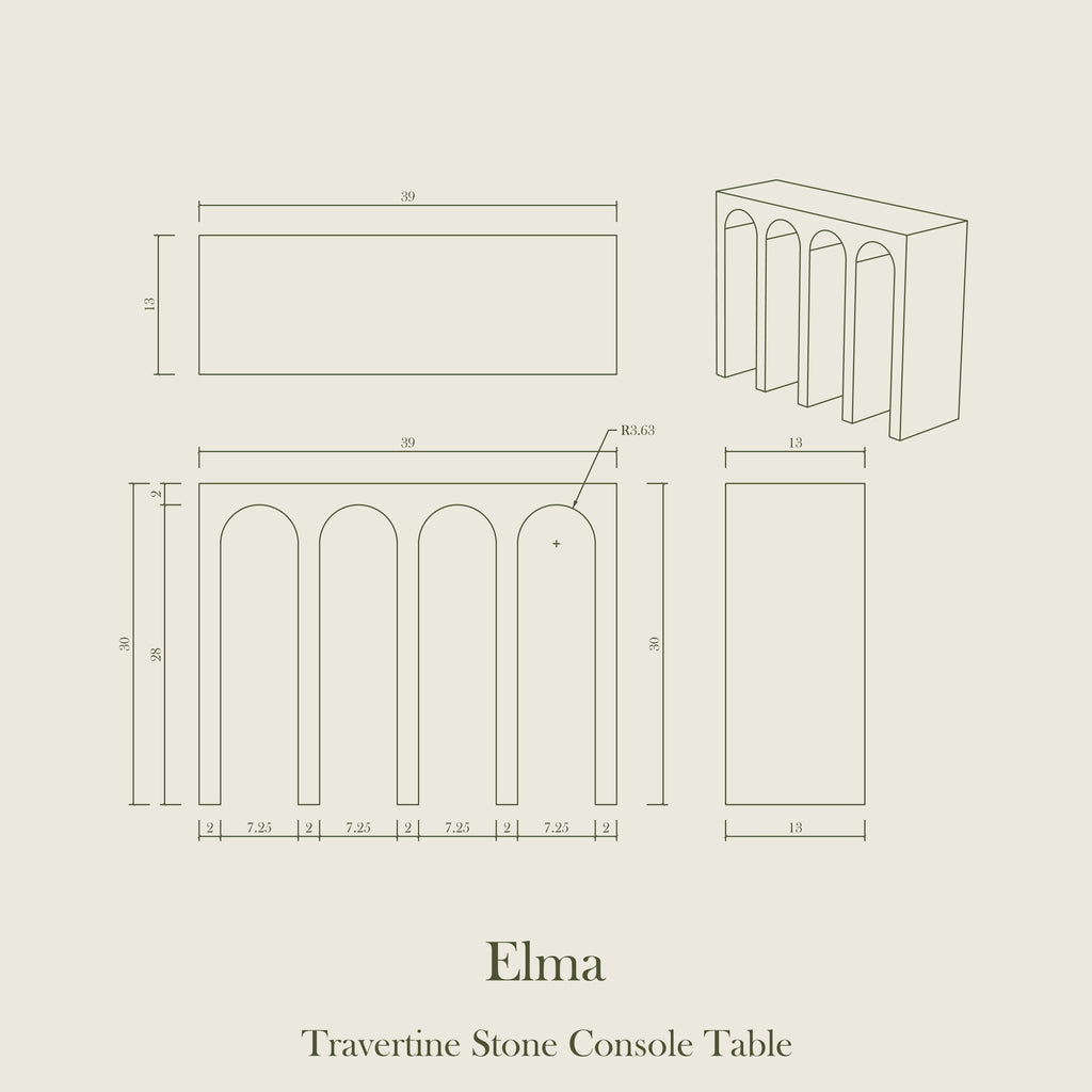Elma — Travertine Stone Console Table