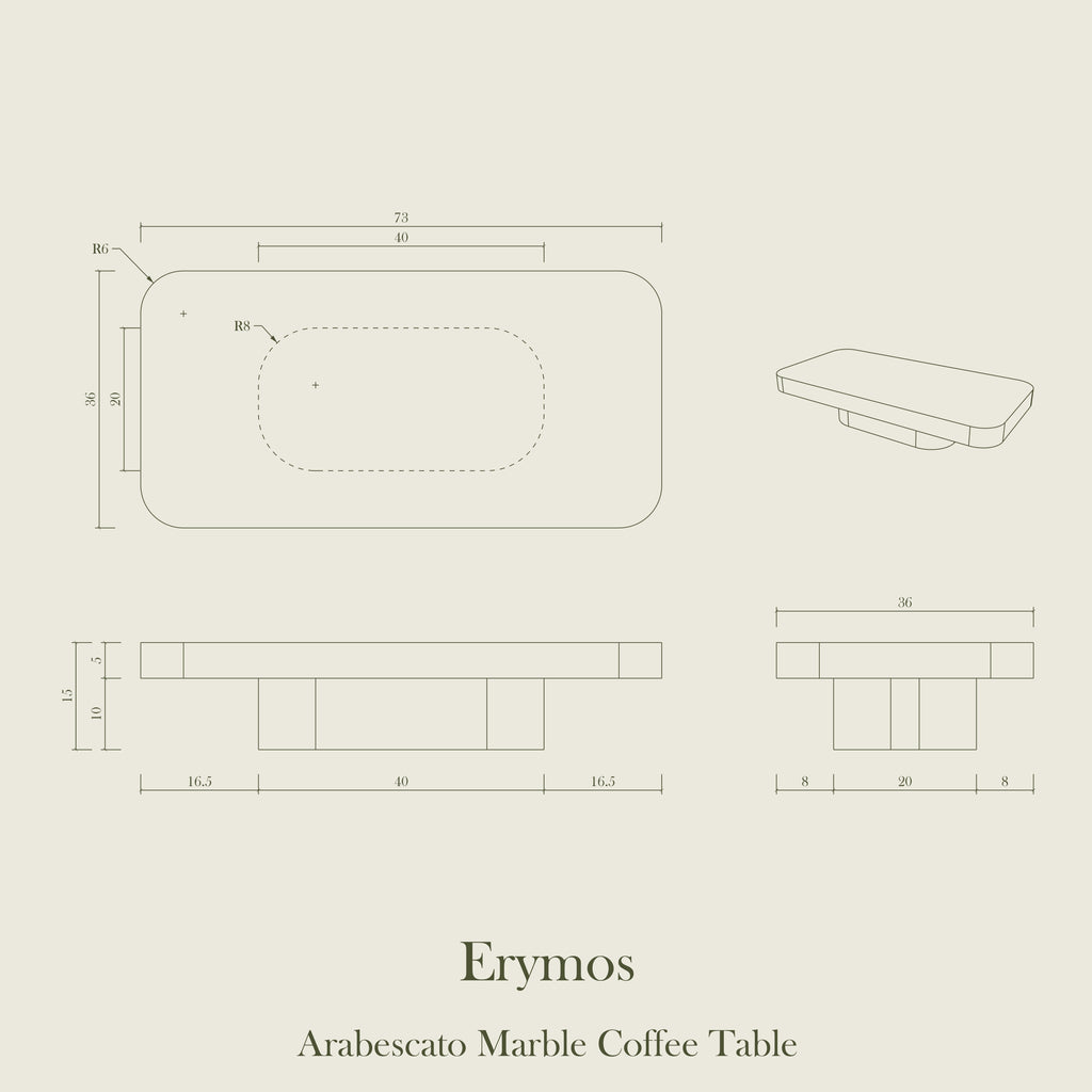 Erymos — Arabescato Marble Coffee Table