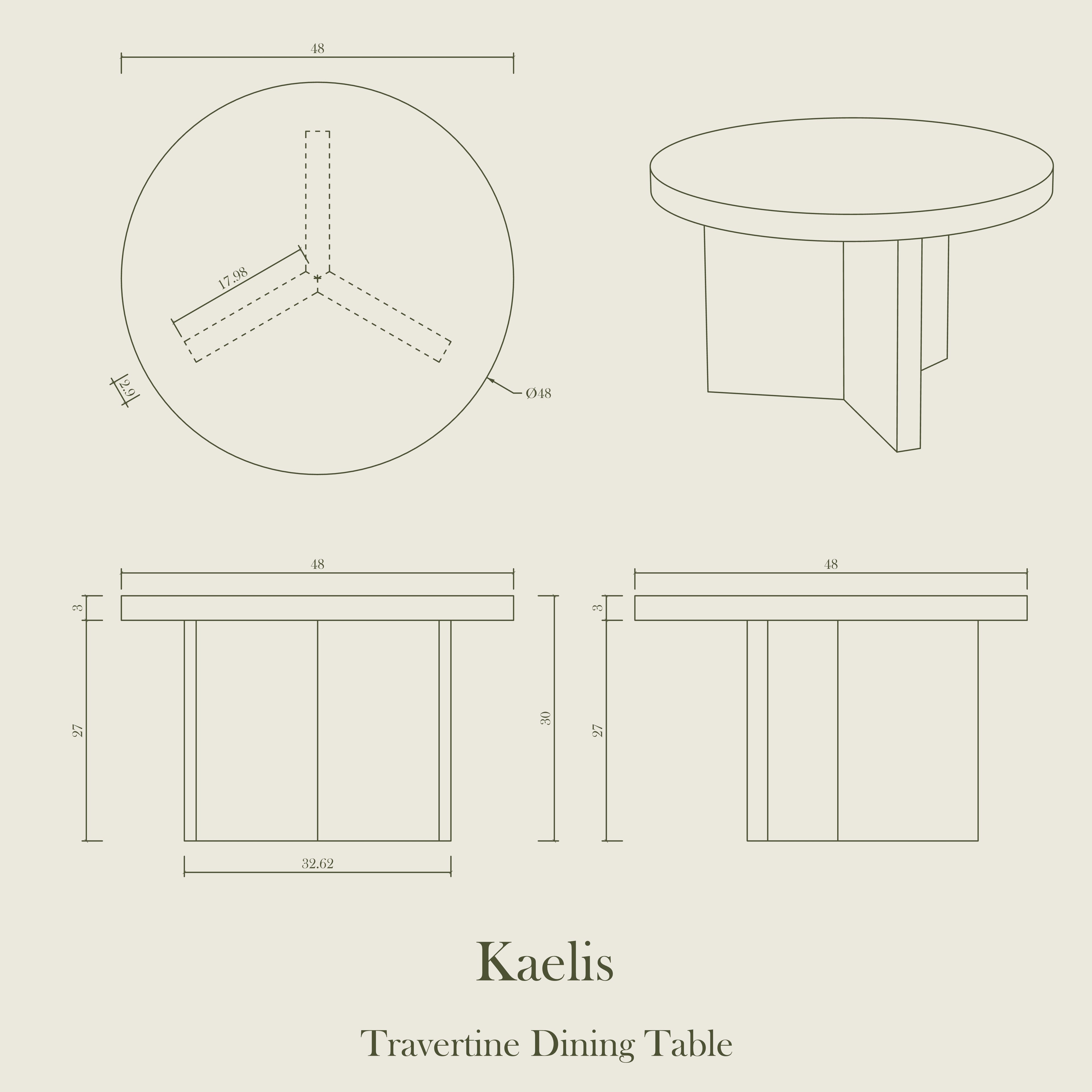 Kaelis — Travertine Dining Table