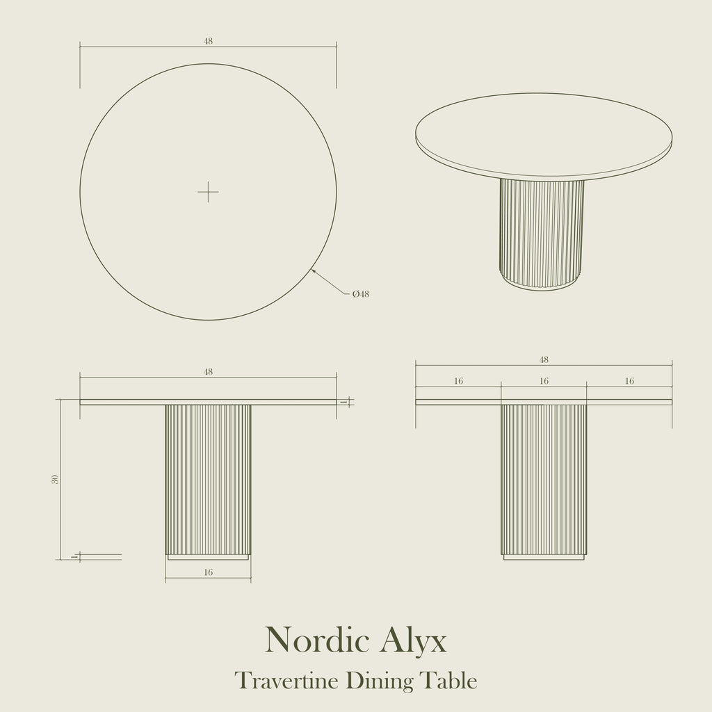 Nordic Alyx - Travertine Dining Table