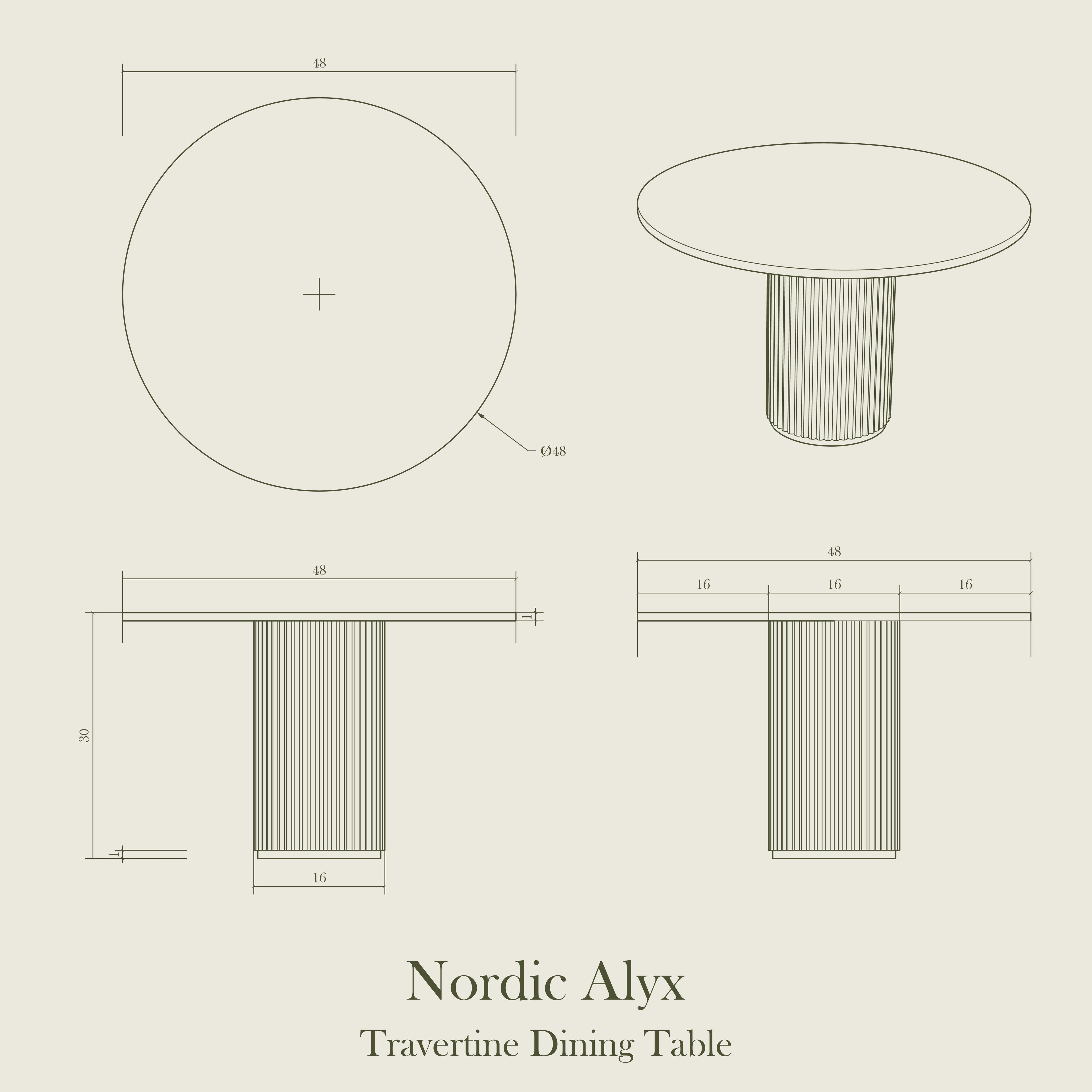 Nordic Alyx - Travertine Dining Table