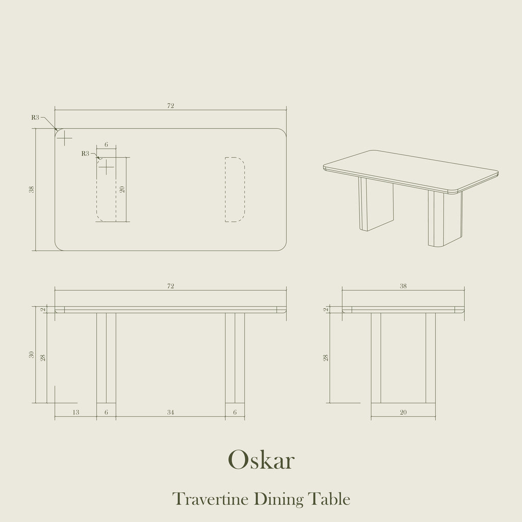 Oskar – Travertine Dining Table