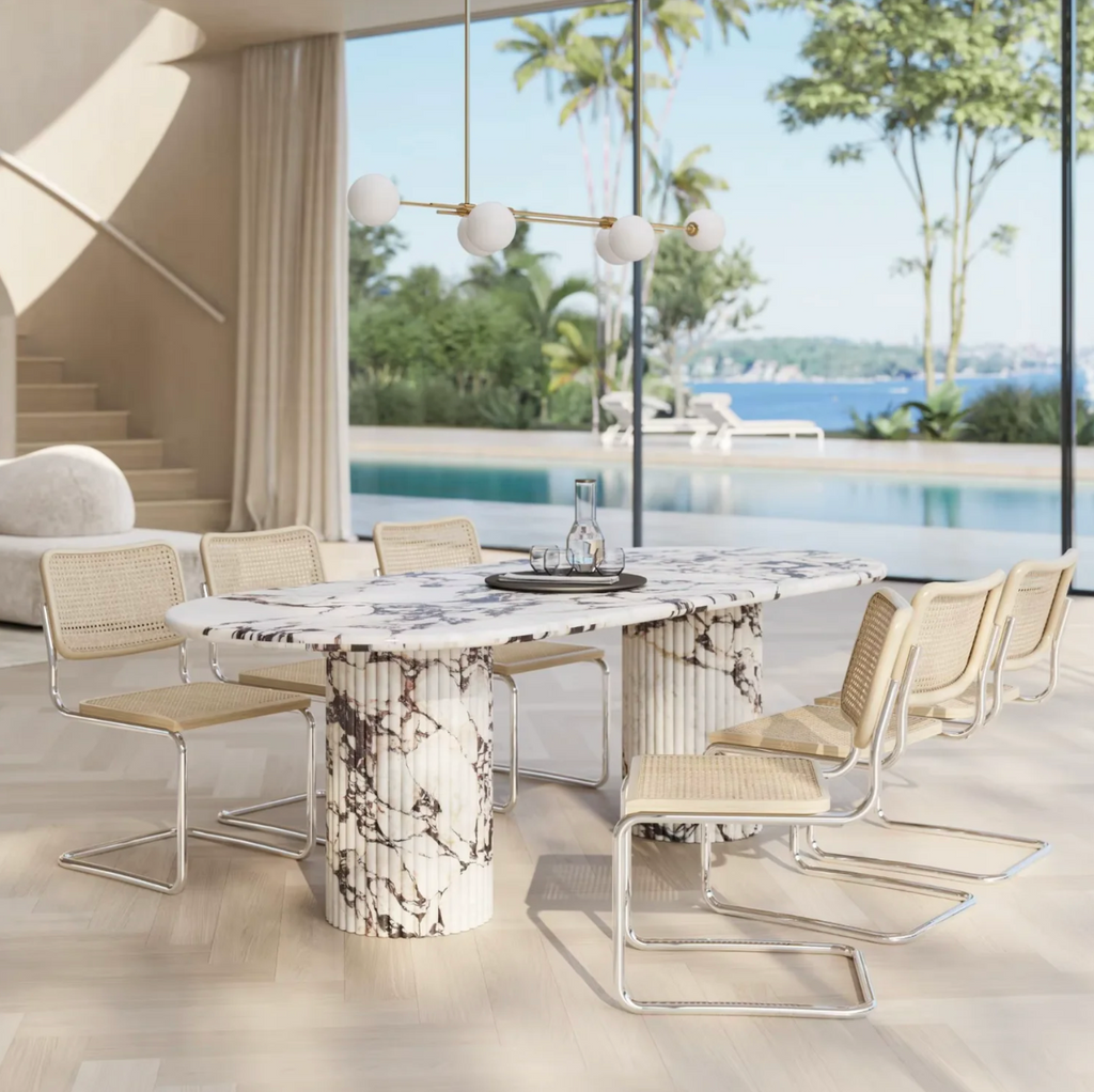 Nola - Calacatta Viola Marble Dining Table