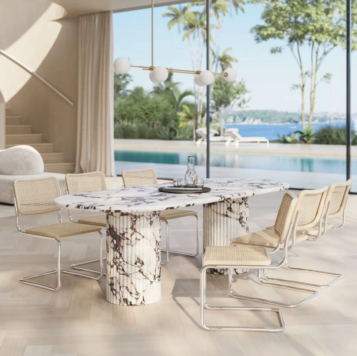 Nola - Calacatta Viola Marble Dining Table