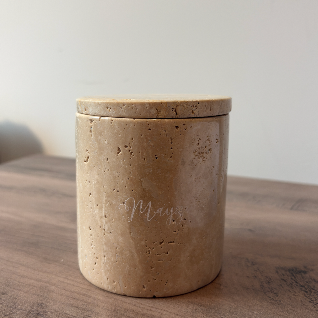 "Boston" Beige Travertine Mayze Jar