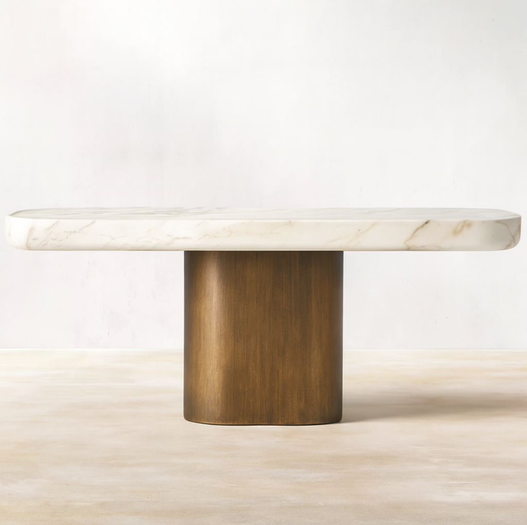 Aveline — Calacatta Marble & Brushed Brass Dining Table (PRE-ORDER)