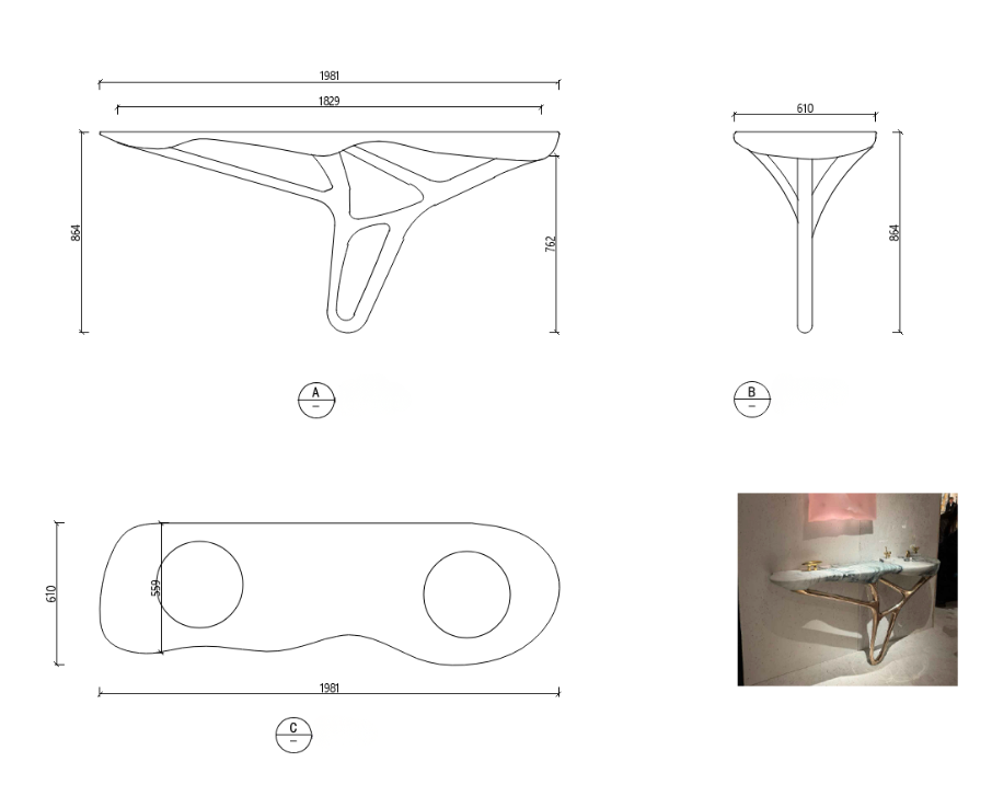 Marble + Brass Console Table
