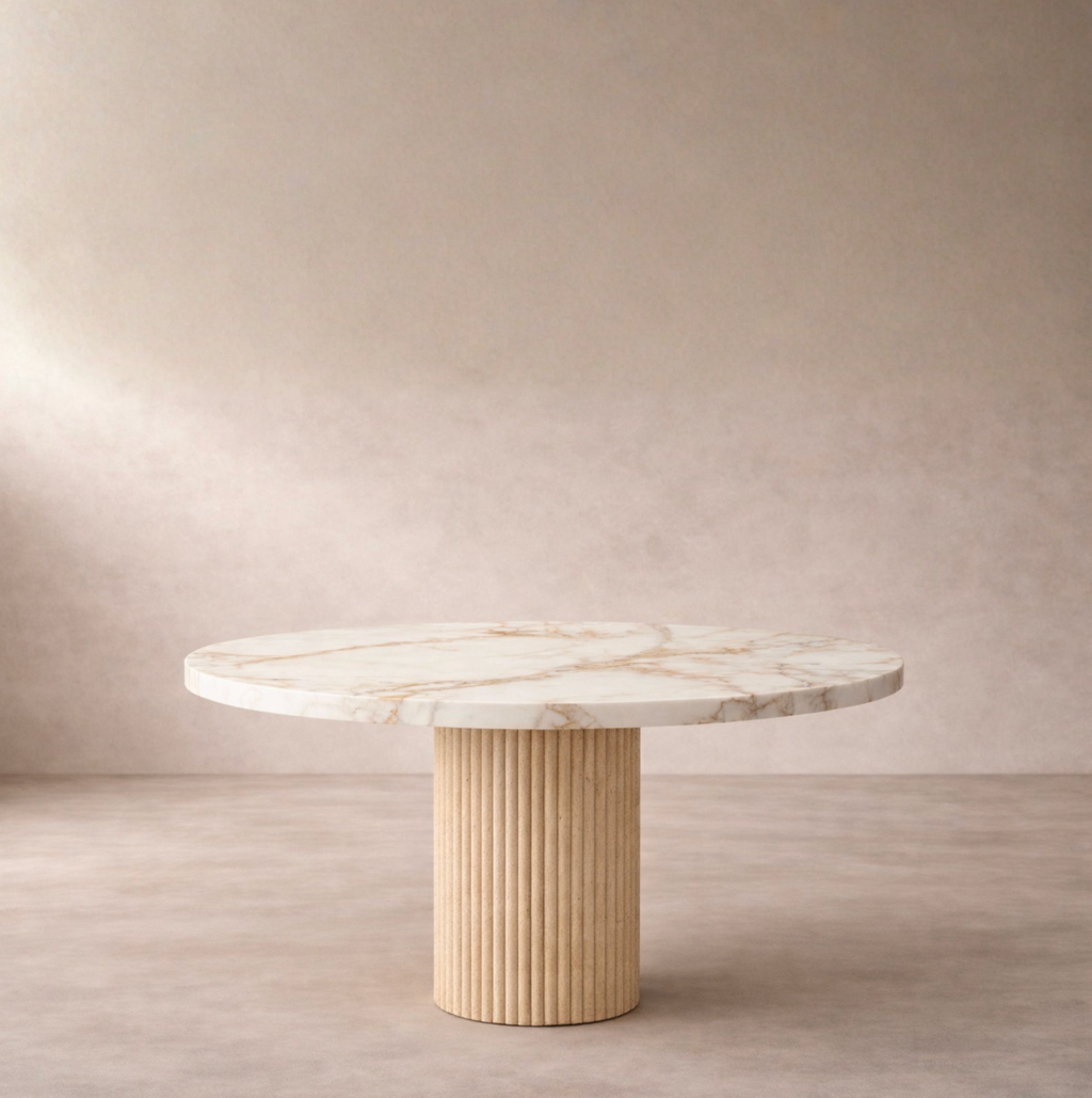 Nordic Alyx – Calacatta Gold & Travertine Combination Table