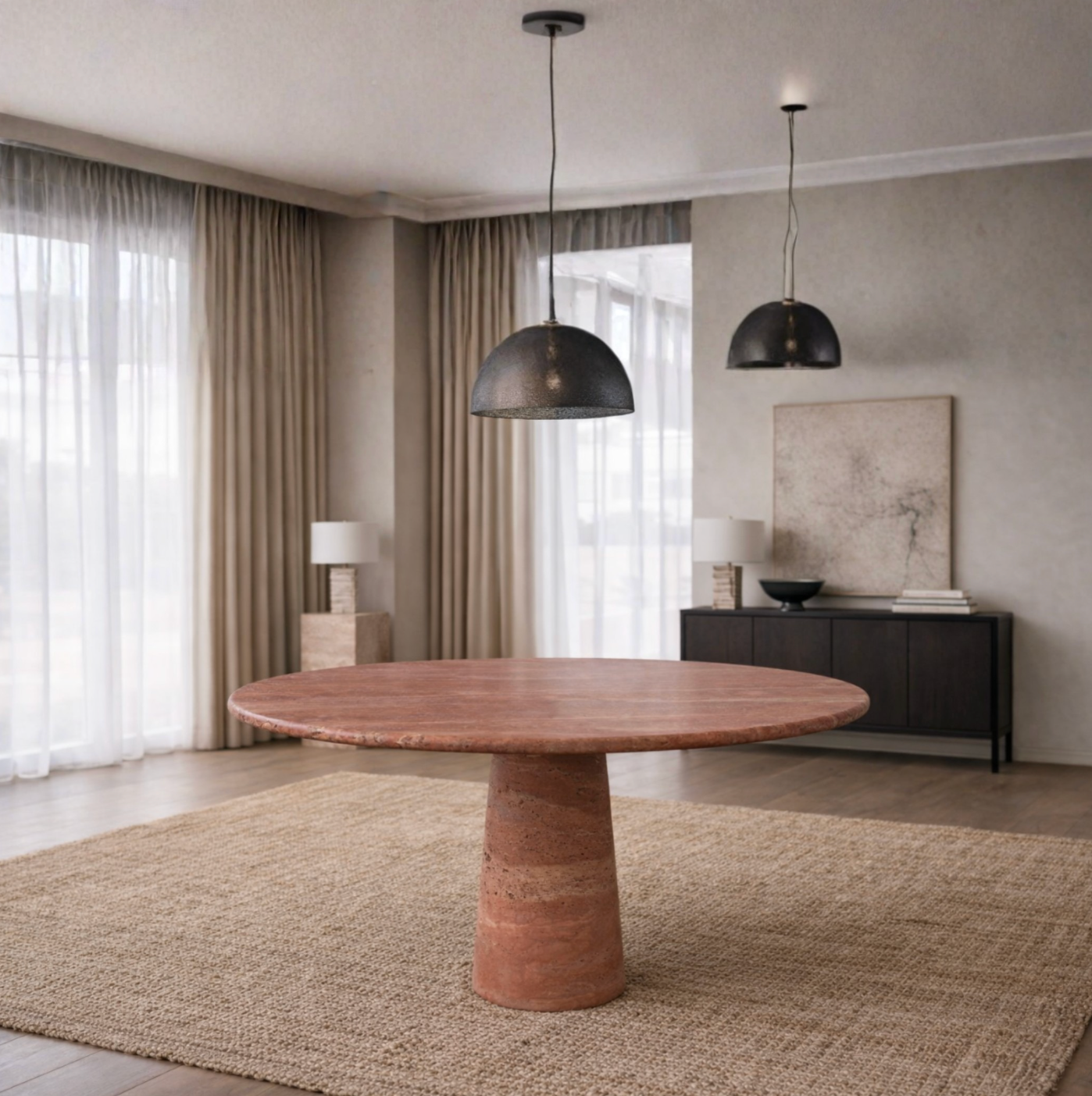 Aurelion – Red Travertine Dining Table