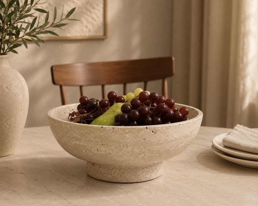 The Valenne – Travertine Pedestal Bowl
