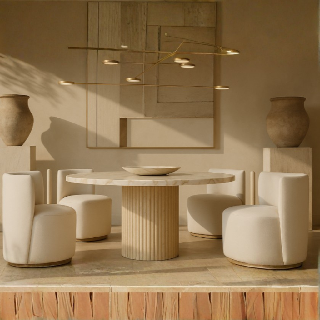Nordic Alyx – Calacatta Gold & Travertine Combination Table