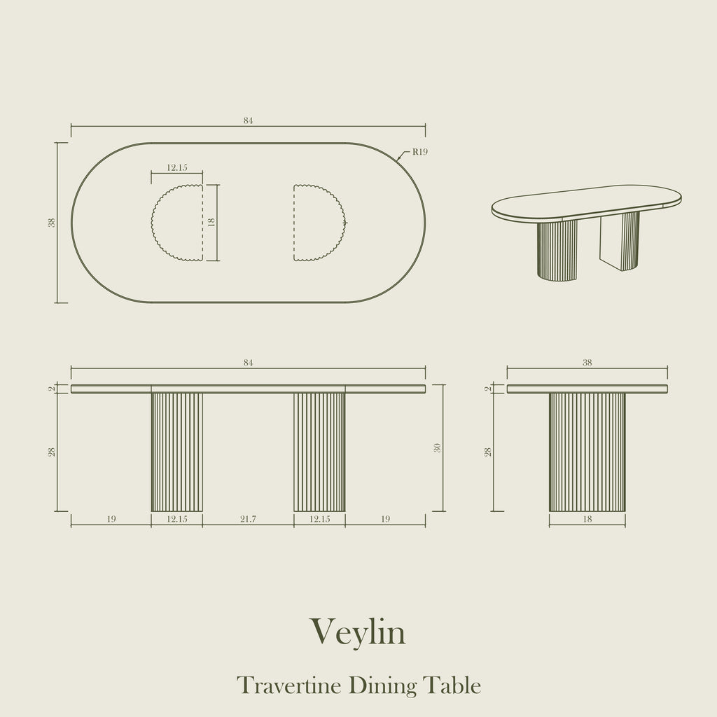 Veylin — Travertine Dining Table
