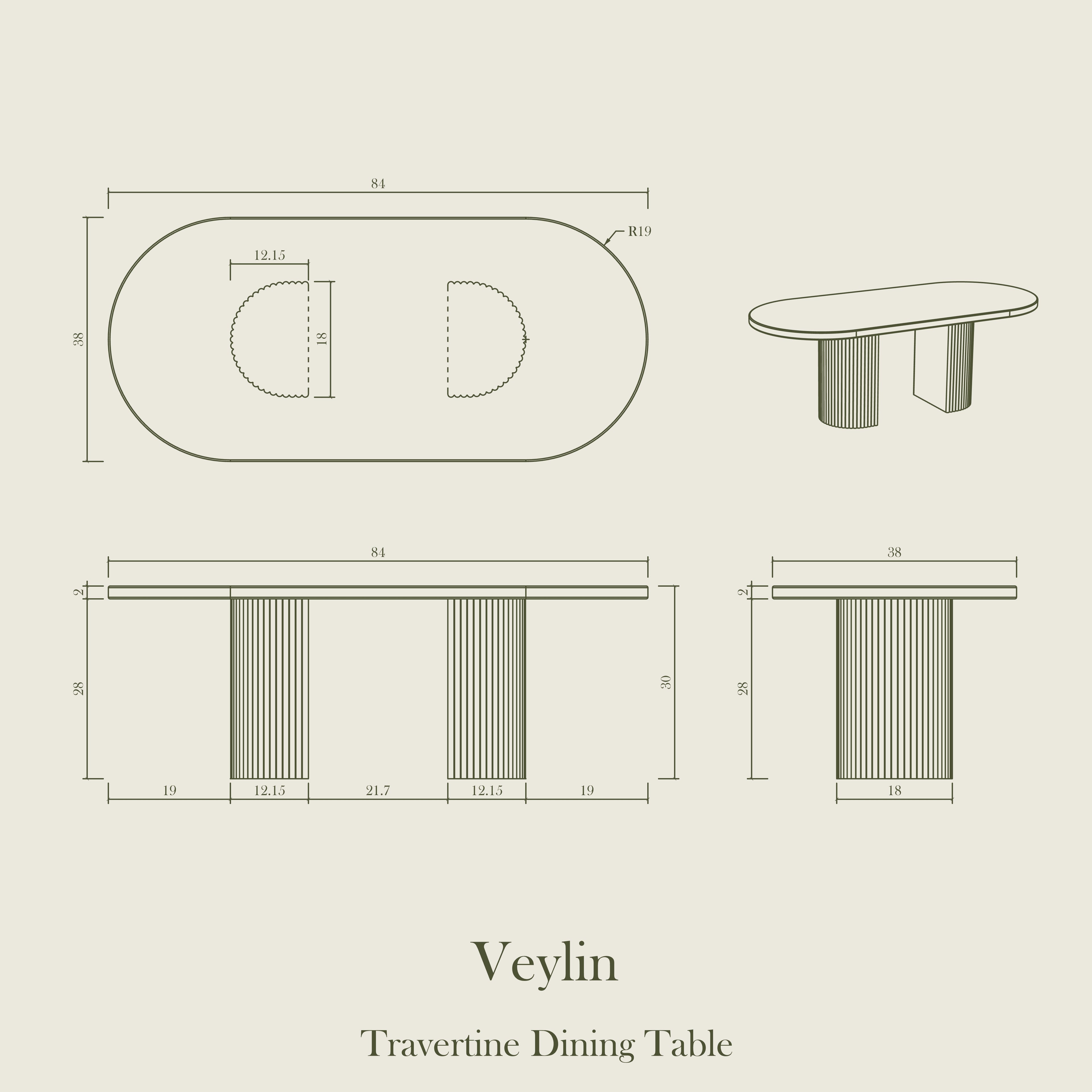 Veylin — Travertine Dining Table