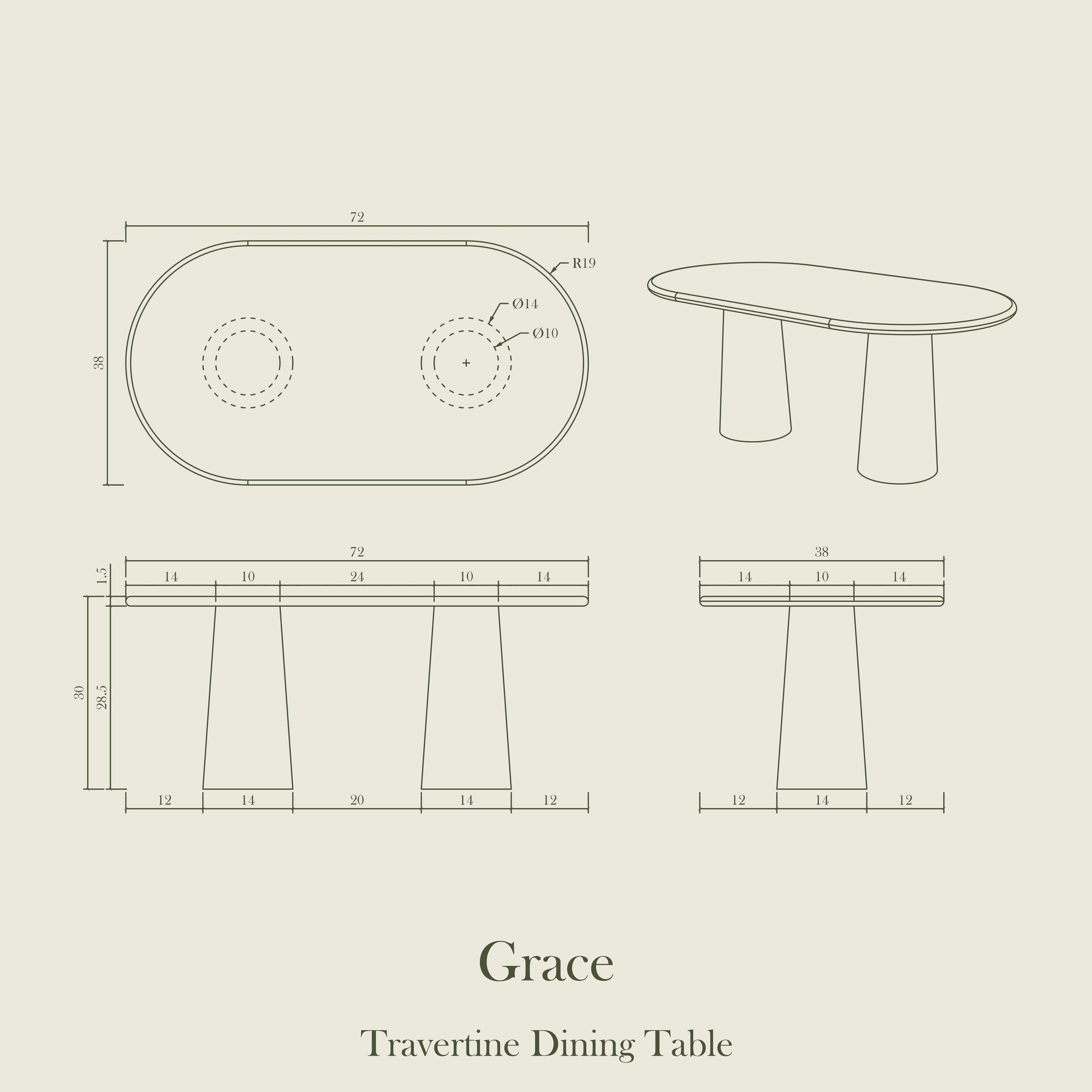 Grace — Travertine Dining Table